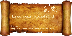 Hirschbein Kocsárd névjegykártya